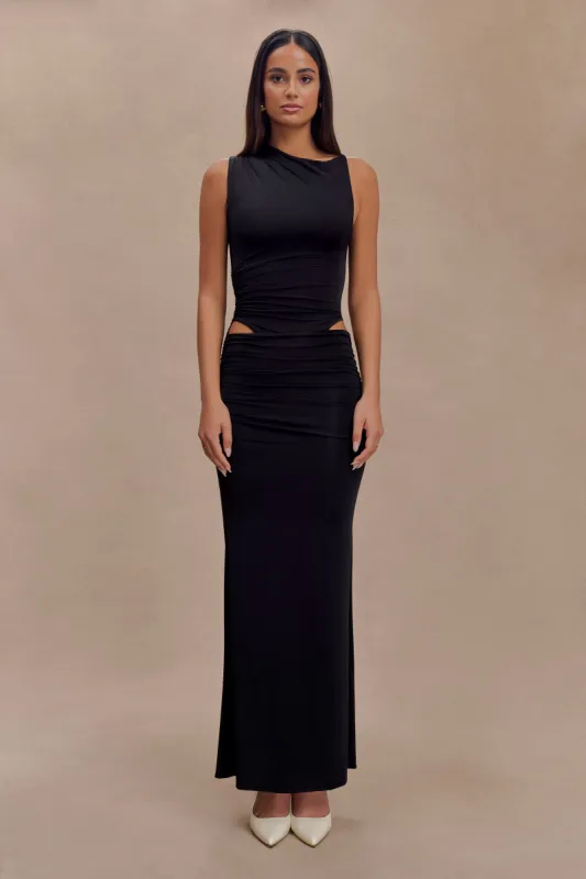 Kaia Slinky Cut Out Maxi Dress - Black sold by Meshki