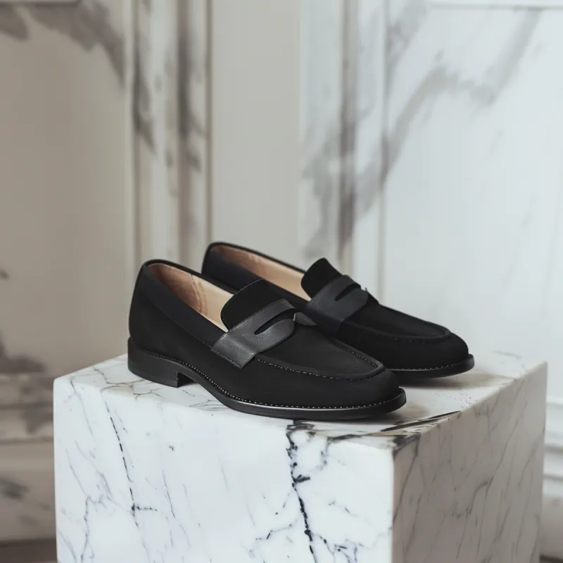 Black Nubuck Leather Fabrizio Loafer sold by Costoso Italiano