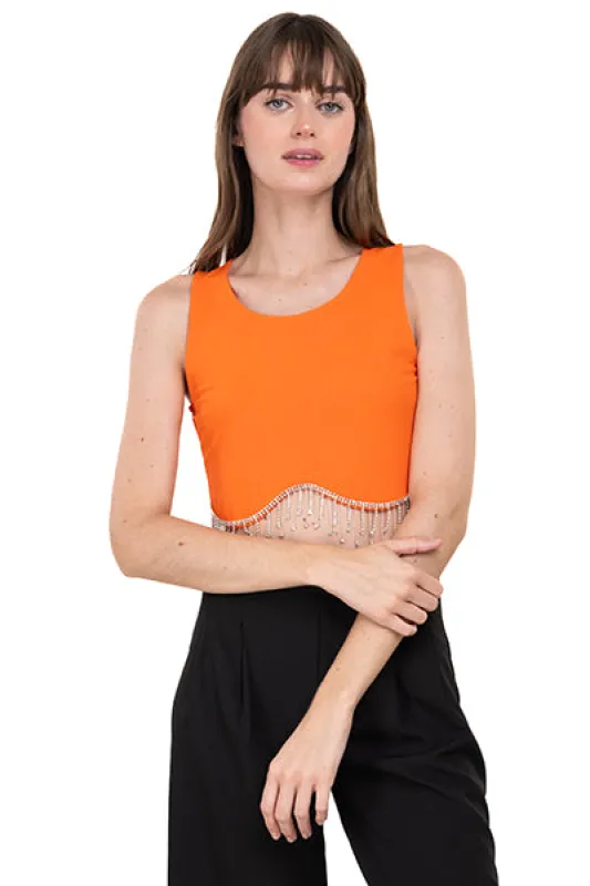 Top Crop Sin Manga Detalle Brillos sold by Shasa