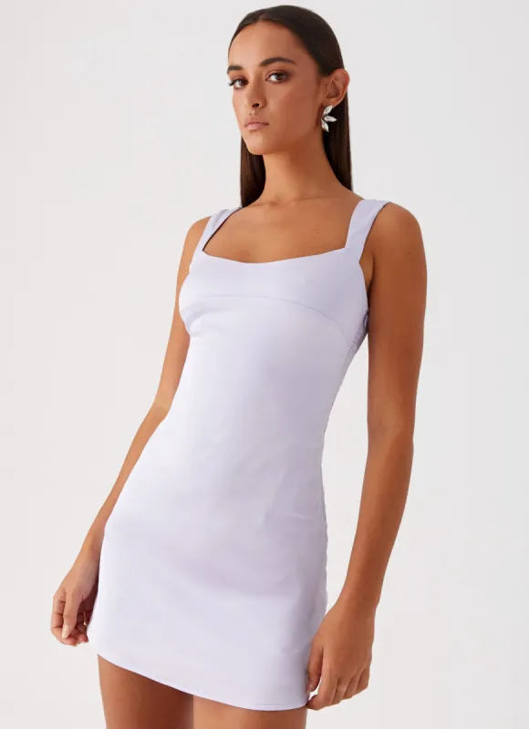 Odette Satin Mini Dress - Lilac sold by Peppermayo
