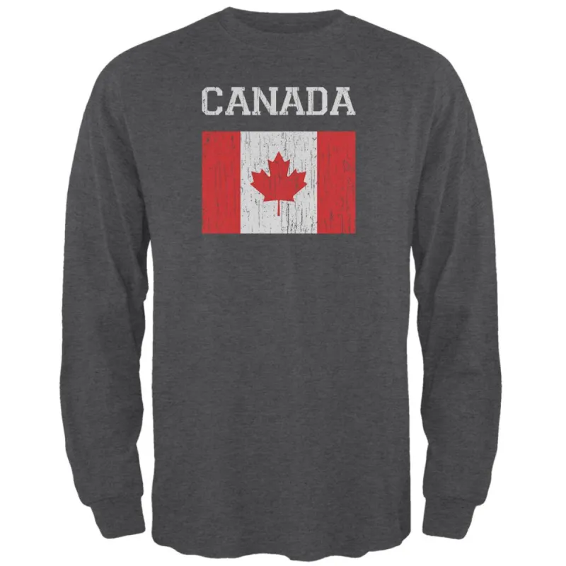World Cup Distressed Flag Canada Mens Long Sleeve T Shirt sold by Old Glory