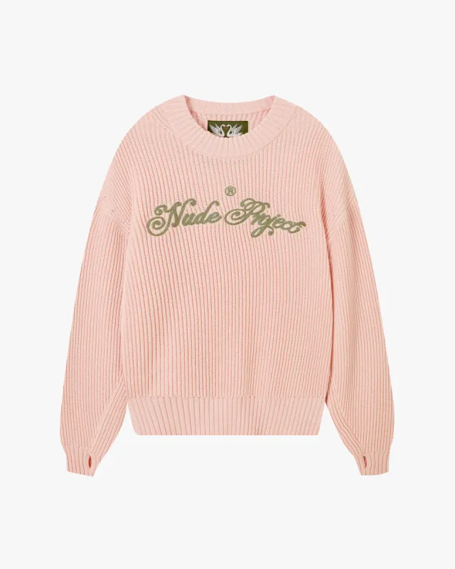 Script Knit Sweater Pink sold by Nude Project