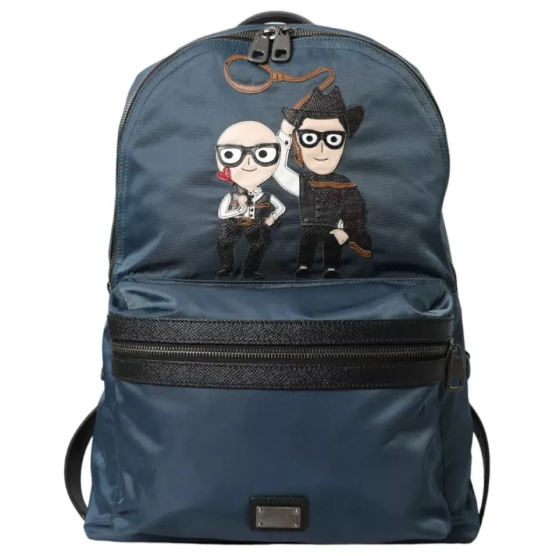 Blue Nylon #DGFamily Patch Men Backpack Bag sold by Louxly