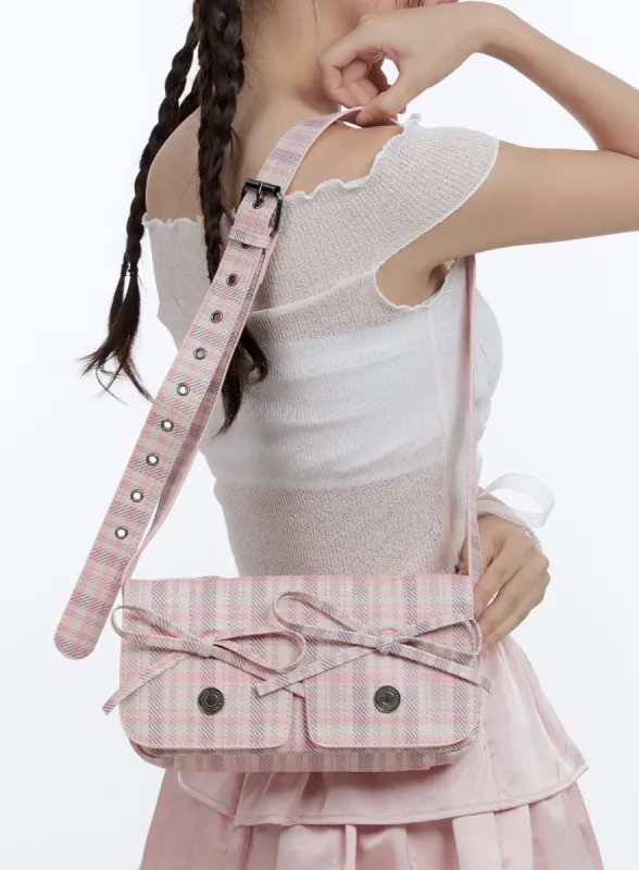 Lewkin Checkered Ribbon Shoulder Bag CG414 | Parallel