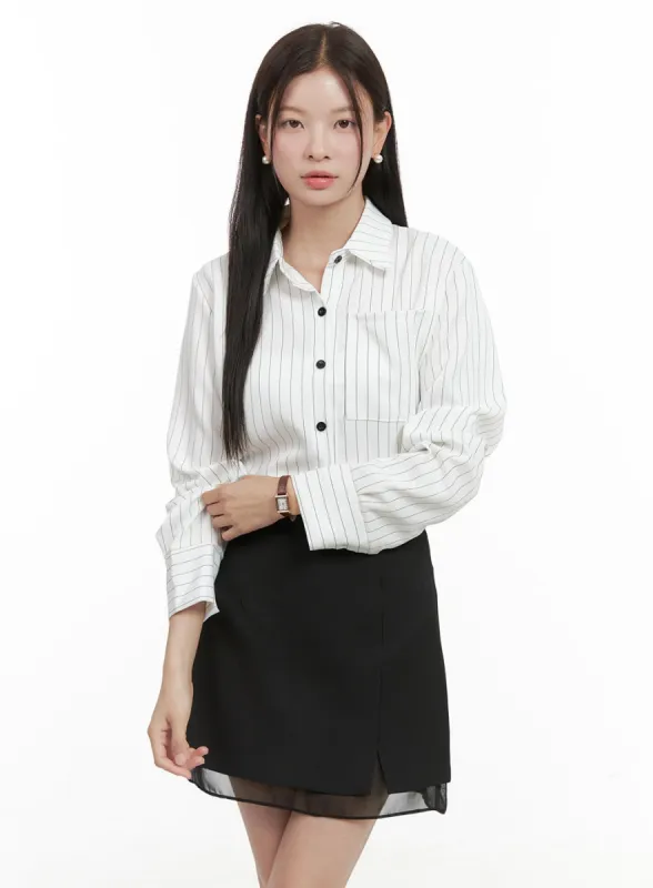 Stripe Buttoned Collar Shirt OG416 sold by Lewkin