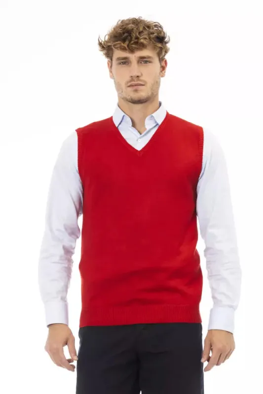 Red Viscose Men Vest sold by Louxly