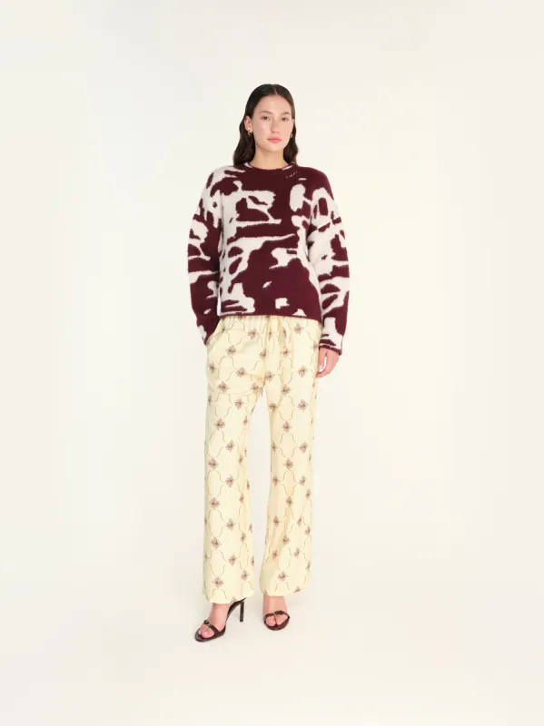 MIENA - Boxy-fit jacquard knit crewneck sweater sold by Siedres