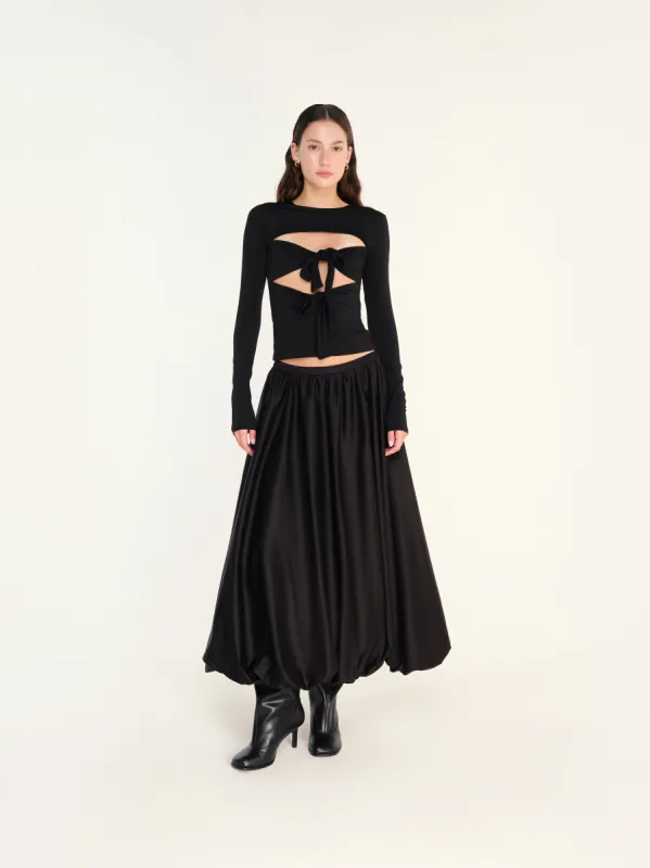 LENNA - Tie-front long sleeved jersey top sold by Siedres