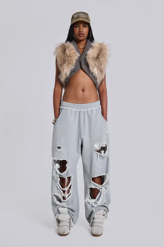 Distressed Grey Marl Baggy Monster Joggers sold by Jaded London