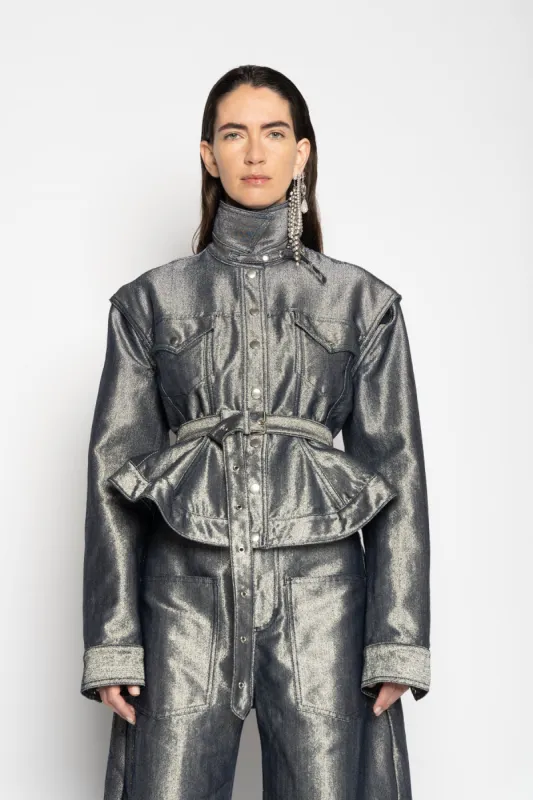 SILVER DENIM BELTED JACKET AND VEST sold by Marques ’ Almeida