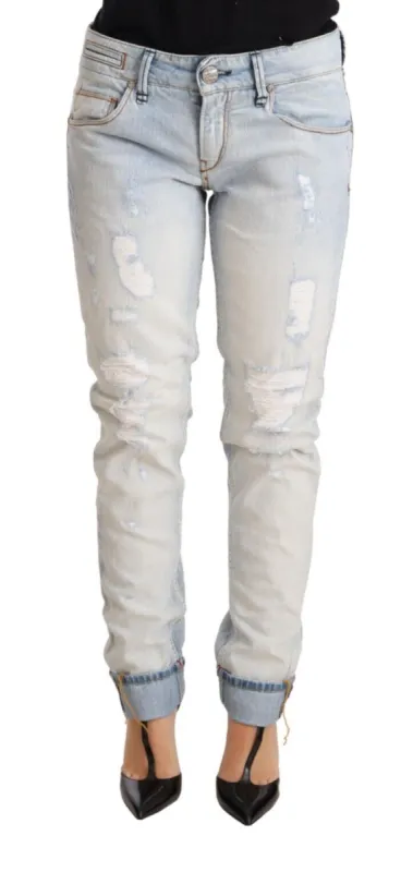 Chic Light-Blue Folded Hem Denim Jeans sold by Louxly