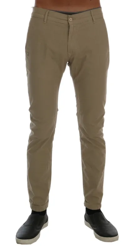 Beige Slim Fit Chinos for Sophisticated Style sold by Louxly