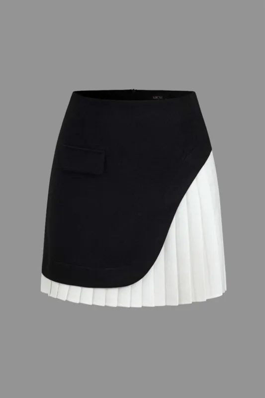 Color Block Plisseret asymmetrisk nederdel sold by Micas