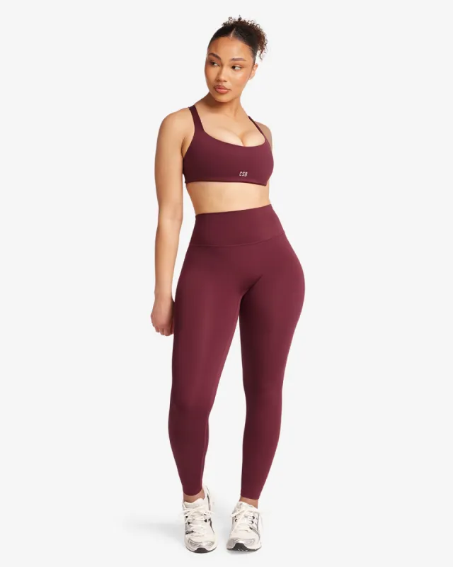 Serenity Leggings | Burgundy sold by Crop Shop Boutique