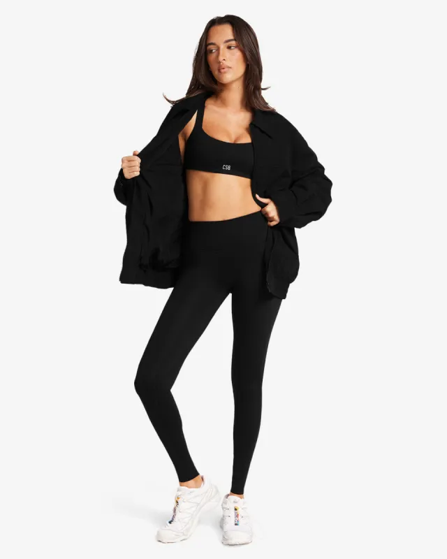 Oversized Bomber Jacket | Black sold by Crop Shop Boutique