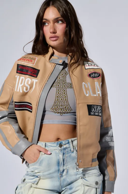 FIRST CLASS EMBROIDERED MOTO sold by AKIRA