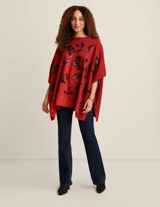 Floral Sequin Poncho sold by Anne Klein
