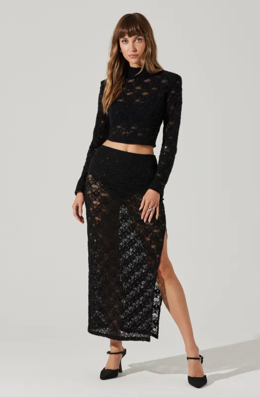 Roux Sequin Lace Maxi Skirt sold by Astr