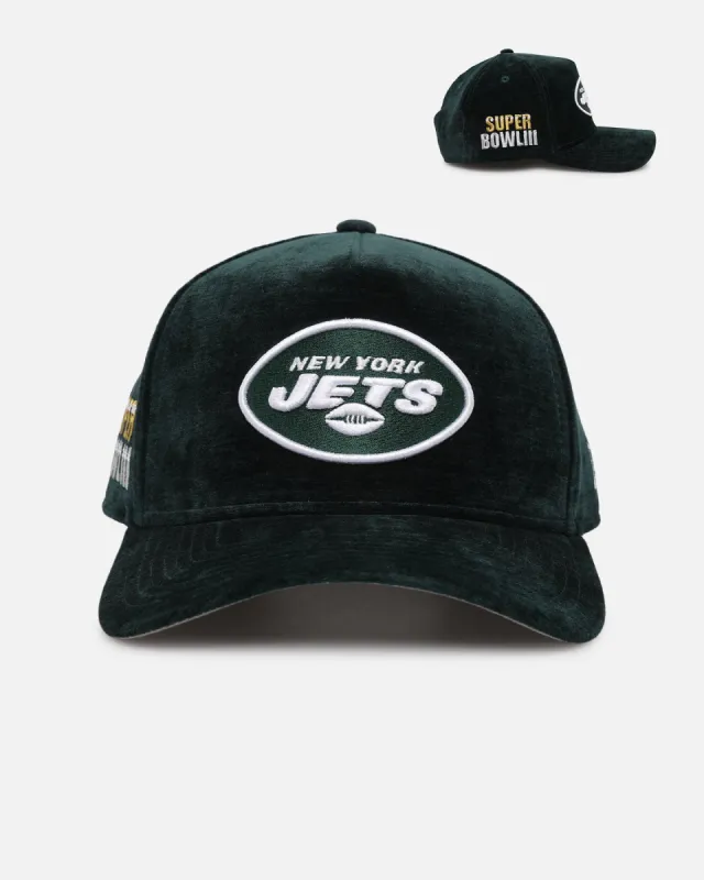 New Era New York Jets 'Plush Chenille' 9FORTY A-Frame Snapback Dark Green sold by Culture Kings