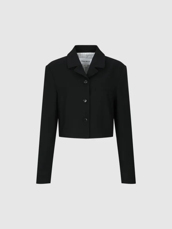 Cropped Notch Lapel Straight Blazer sold by Urban Revivo