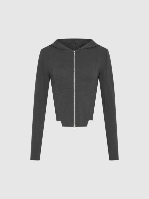 Zipper Front Hooded Skinny Jacket sold by Urban Revivo