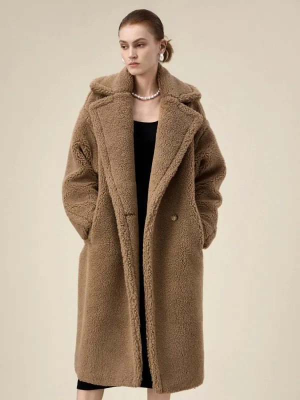 Amoretu Women's 70% Wool Notch Lapel Long Sleeve Plush Coat sold by Amoretu