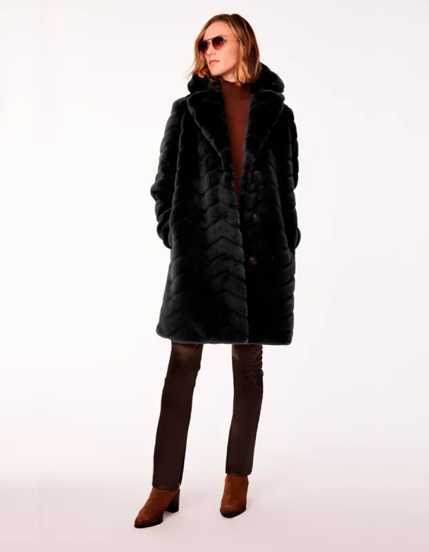 Zigzag Vegan Fur Coat sold by Bernardo