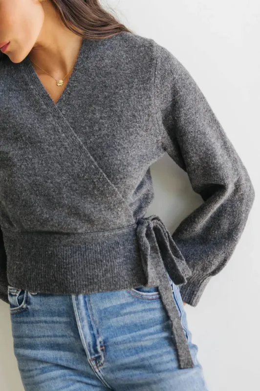 Addie Wrap Cardigan in Charcoal - FINAL SALE sold by bohme