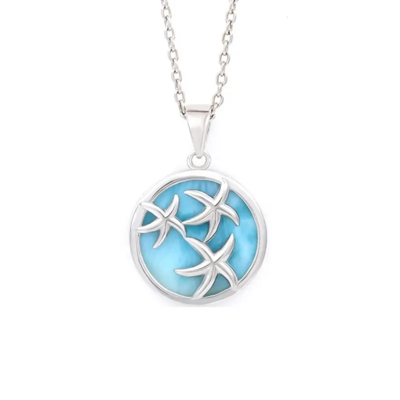 Sky Blue Larimar & Sterling Silver Starfish Pendant Necklace - White sold by Zulily