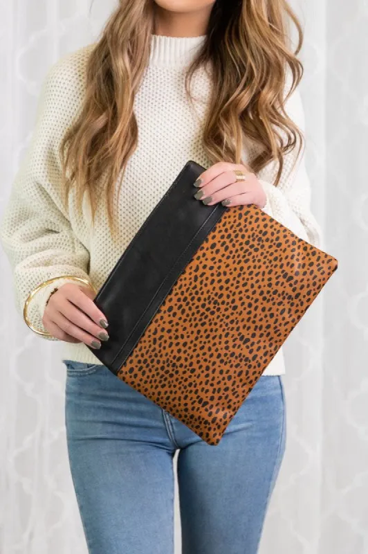 Leopard Gold Ring Vegan Leather Clutch sold by Charming Charlie