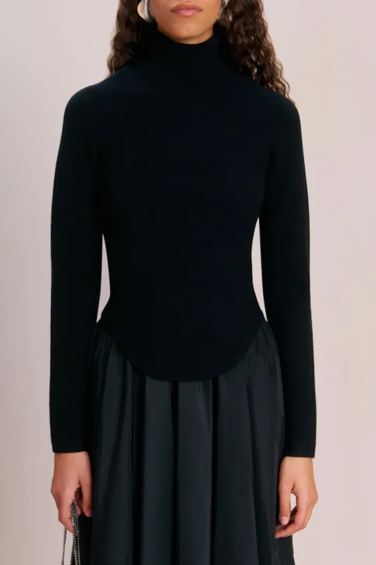 BELLE KNIT TURTLENECK - BLACK sold by Cult Gaia