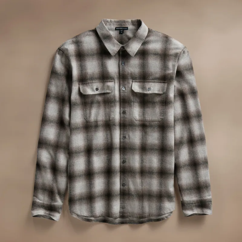 Plaid Flannel Shirt - Beige Plaid sold by James Perse
