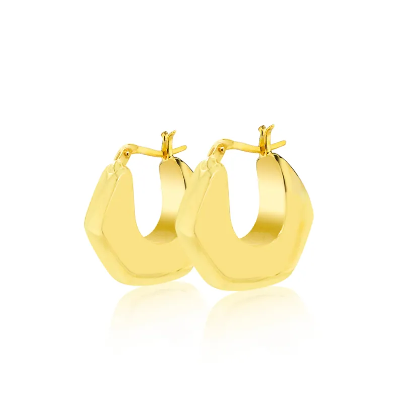 Yellow Gold Bubble Hexagon Hoop Earrings- BOUTIQUE EXCLUSIVE sold by Meira T