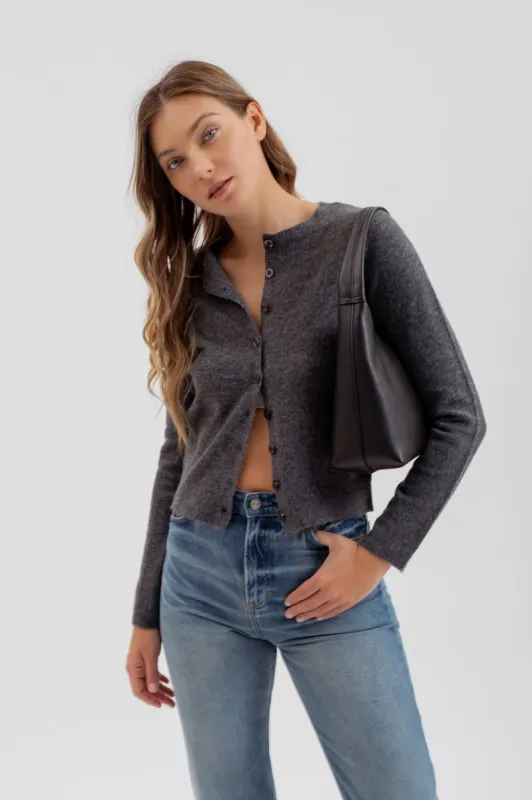 ROUND NECK BUTTON DOWN LONG SLEEVE CARDIGAN sold by Blu Pepper