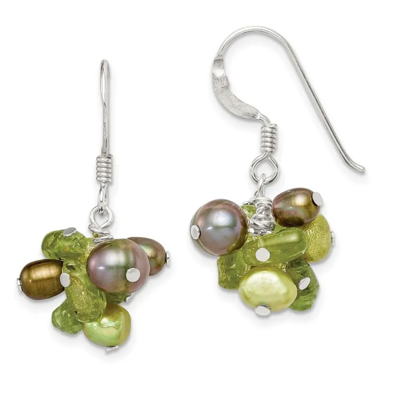 Curata 925 Sterling Silver 10x31mm Cultured Green Pearl Peridot Dangle Hook Earrings sold by Zulily