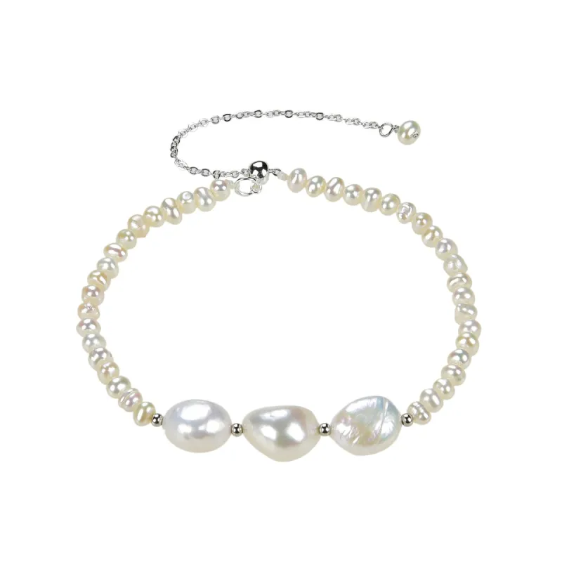 Sterling Silver with Pearl Beaded Bracelet sold by Zulily