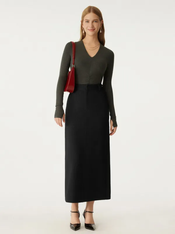 Knit Denim Midi Skirt sold by ogl move