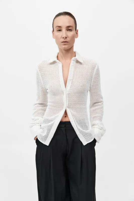 Fitted Cotton Grid Shirt - White sold by St. Agni