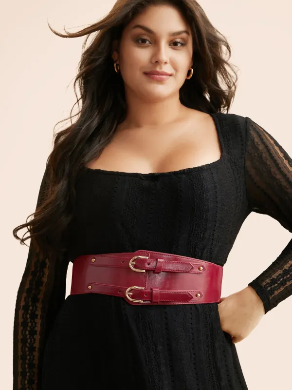 Two Rows Of Buckles Waist Belt sold by Bloomchic