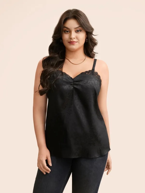 Crochet Lace Gathered Cami Top sold by Bloomchic