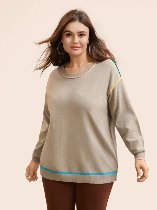Supersoft Essentials Contrast Trim Drop Shoulder Pullover sold by Bloomchic