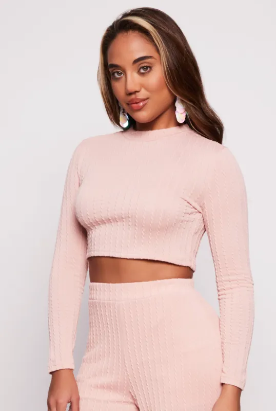Cable Knit Mock Neck Crop Top sold by Rainbow