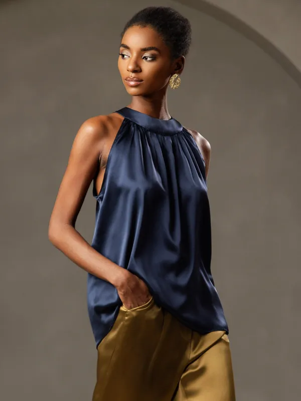 19Momme Silk Relaxed Sleeveless Halter Top sold by SilkSilky