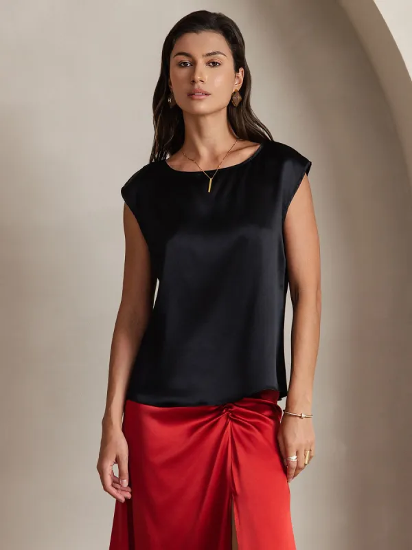19Momme Silk Cap Sleeve Blouse sold by SilkSilky