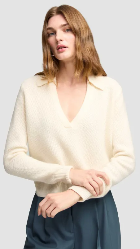 Polo Sweater in Wool Cashmere | Cream sold by Argent
