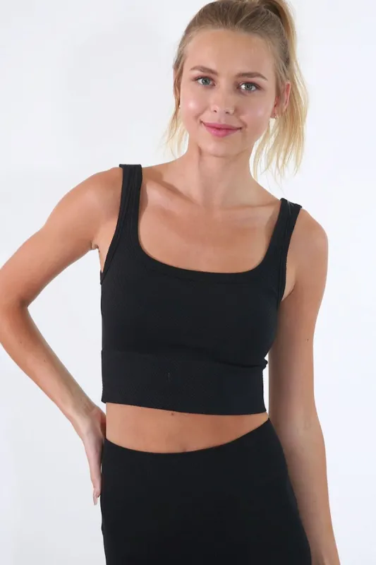 Chevron Ribbed Crop Top sold by Mulberry and Grand