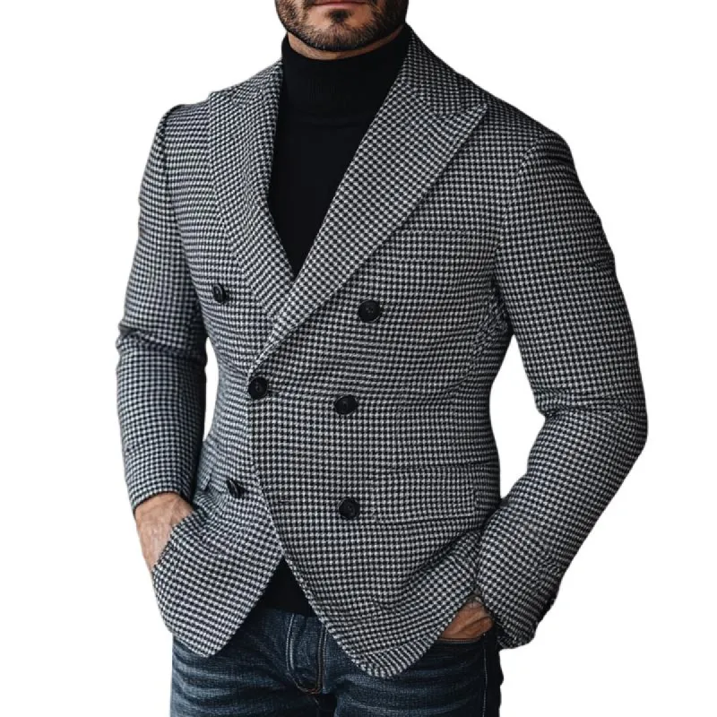 Men's Vintage Houndstooth Lapel Double Breasted Blazer 97929884Y sold by Manly