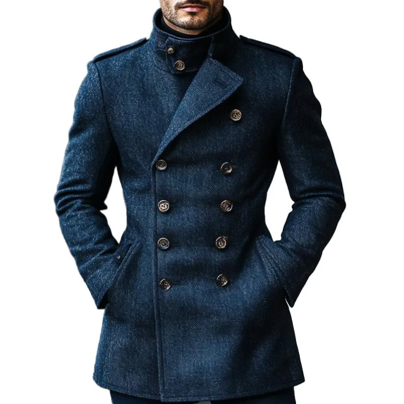 Men's Vintage Stand-collar Double-breasted Mid-length Trousers Coat 27621775X sold by Manly