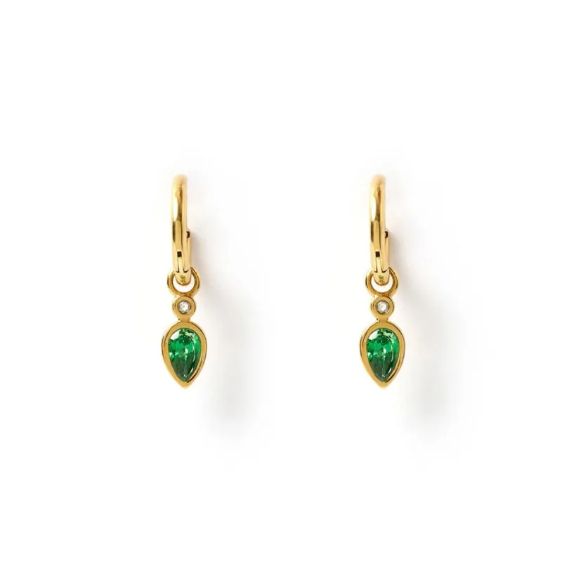 Daisy Gold Earrings - Emerald sold by Arms Of Eve