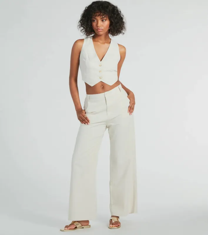Cutest Babe Wide Leg Linen Trouser Pants sold by Windsor